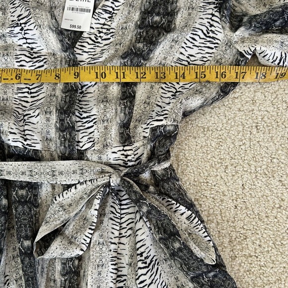 INC International Concepts NWT Snake Print V-Neck Faux-Wrap Dress Black/White 2P - Picture 6 of 8